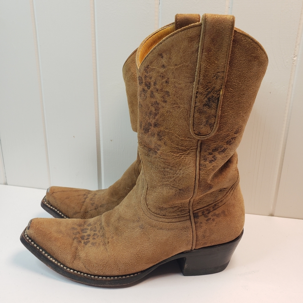 Old Gringo 'Leopardito' Cowboy Boots in Tan Suede - Women's size 6B